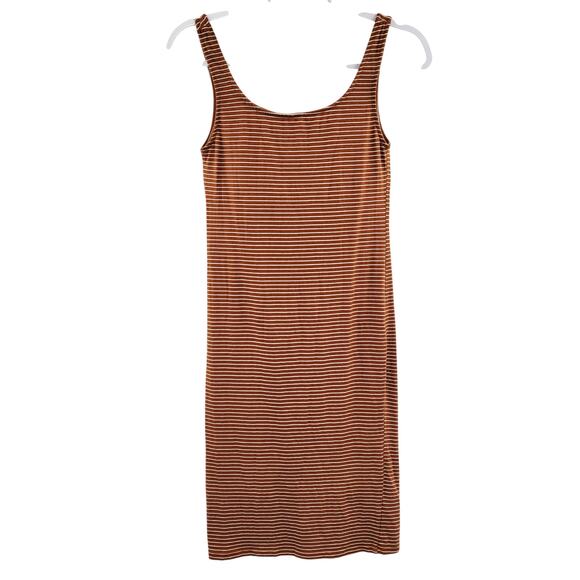 Heart & Hips Reddish Brown & White Striped Sleeveless Bodycon Tank Dress Size M - Picture 1 of 5